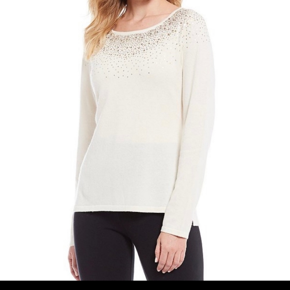 Tommy Bahama Silver Vista Cashmere Blend Sequined Sweater